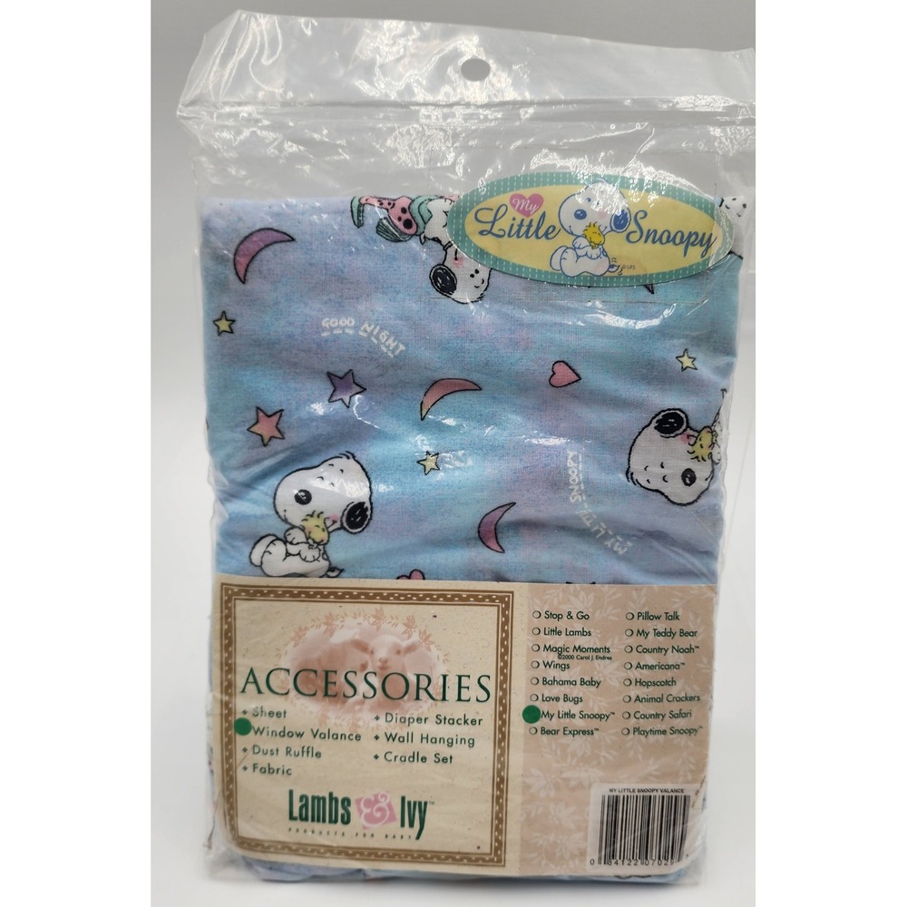 Lambs & Ivy Window Valance Baby Blue NOS My Little Snoopy Peanuts Vintage